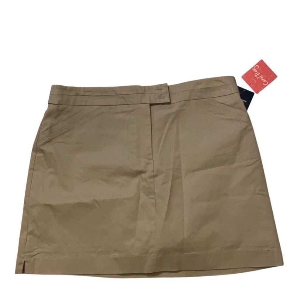 Coral Bay Khaki Beige Skort NWT Elastic Waist Zipper Closure Pockets Size 18
